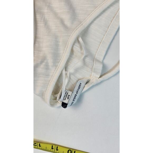 American Eagle cream neutral cut out open back S oversized top cover up slub EUC - Picture 4 of 6